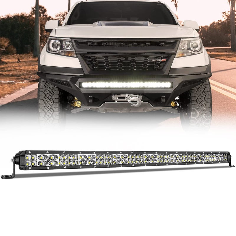 AKD Part Slim LED Light Bar 30 Inch, AKD Part 252W Super Slim Offroad Driving Light Spot Flood Combo Ultra Slim Grille Bumper Light for Trucks UTV SUV Toyota Chevy Ram Subaru RZR Roof - Image 1